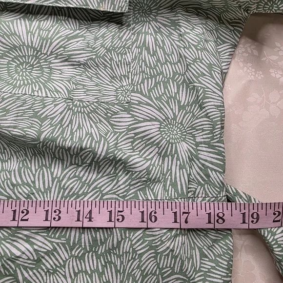 Amanda Uprichard Green & White Floral Belted Mini Shirt Dress - Size L - Picture 13 of 16